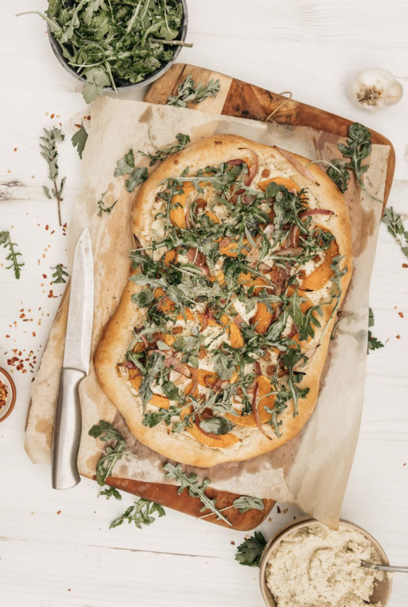 Butternut Squash Pizza With Arugula & Almond Ricotta_What Fruits and Vegetables Are in Season in Spring?