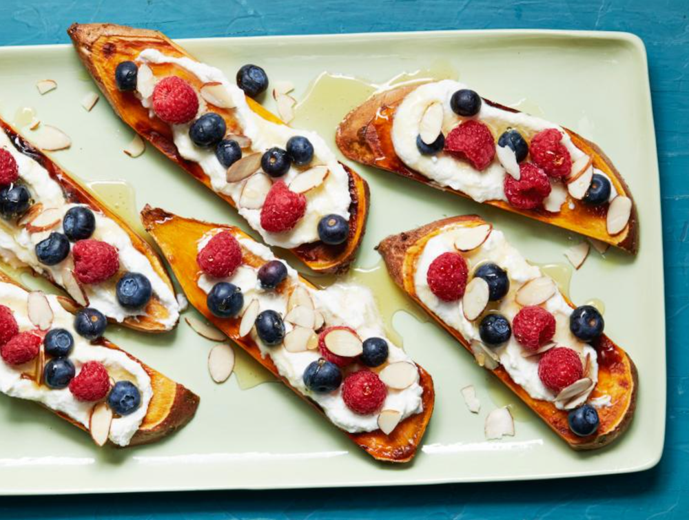 Sweet Potato Toast with Ricotta and Berries