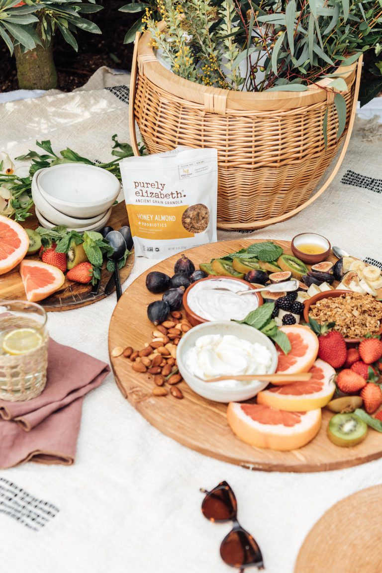 Yogurt & Granola breakfast table for Mother's Day picnic