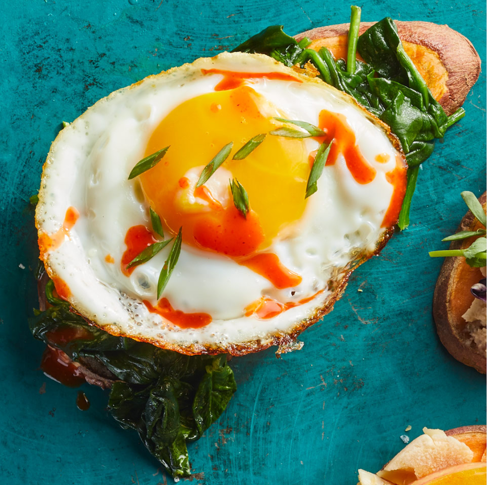 Egg and Spinach Sweet Potato Toast