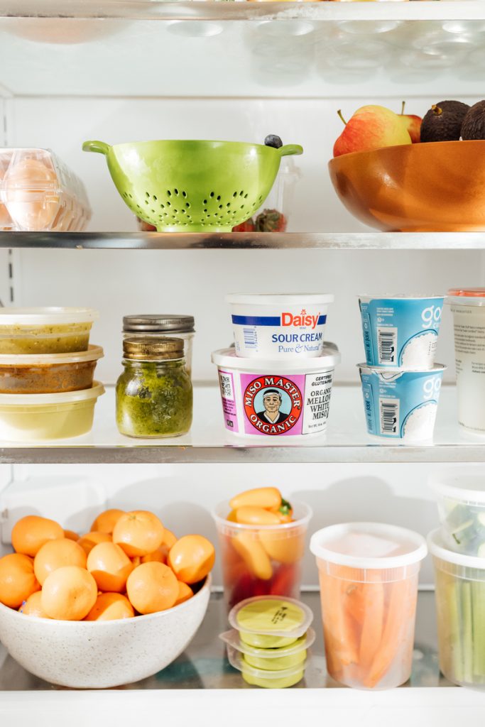camille styles refrigerator - fresh fruits and veggies - how to stock your fridge
