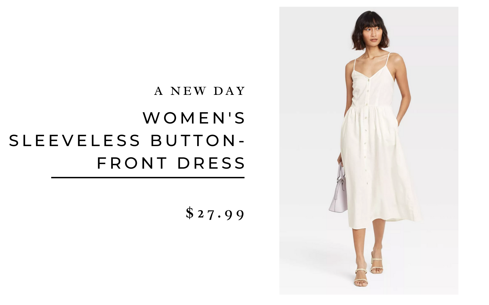 A New Day Women's Sleeveless Button-Front Dress
