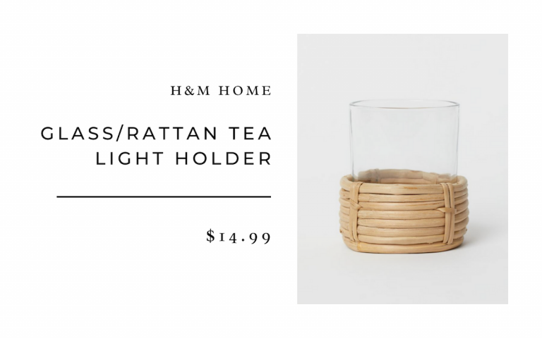 H & M Glas / Rattan Teelichthalter