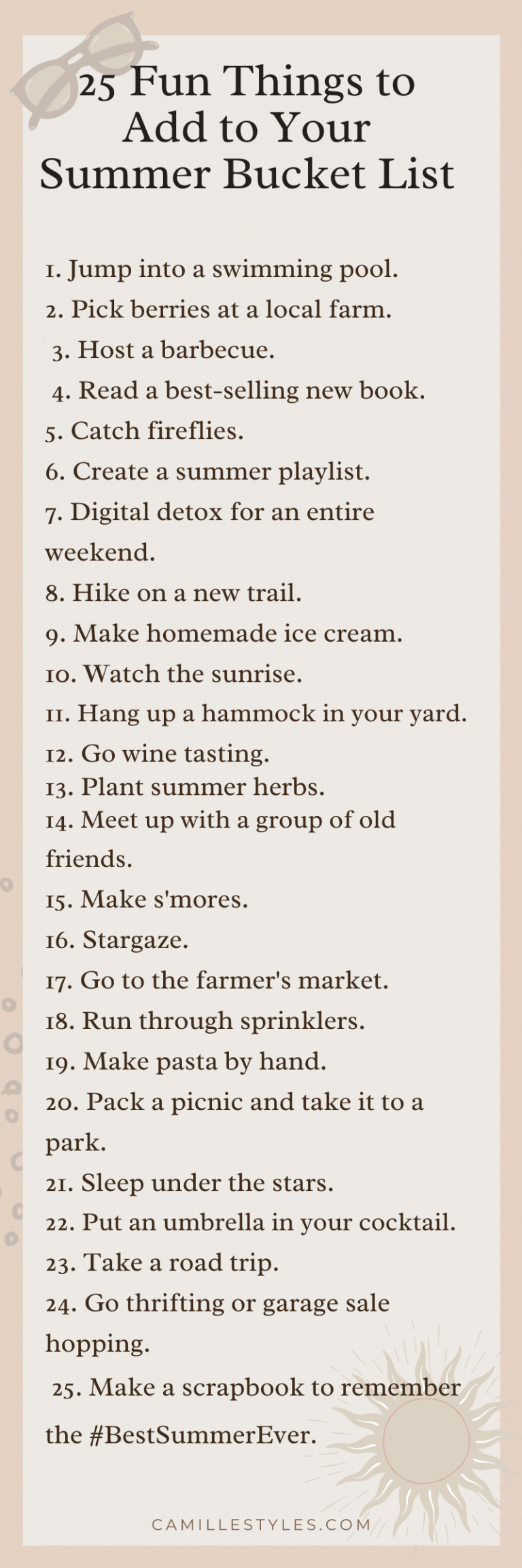 Summer Bucket List 25 Fun Things To Do This Summer