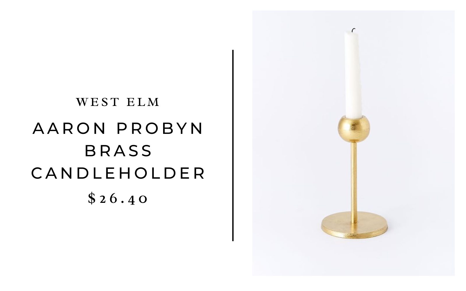 West Elm Aaron Probyn Brass Candleholder 