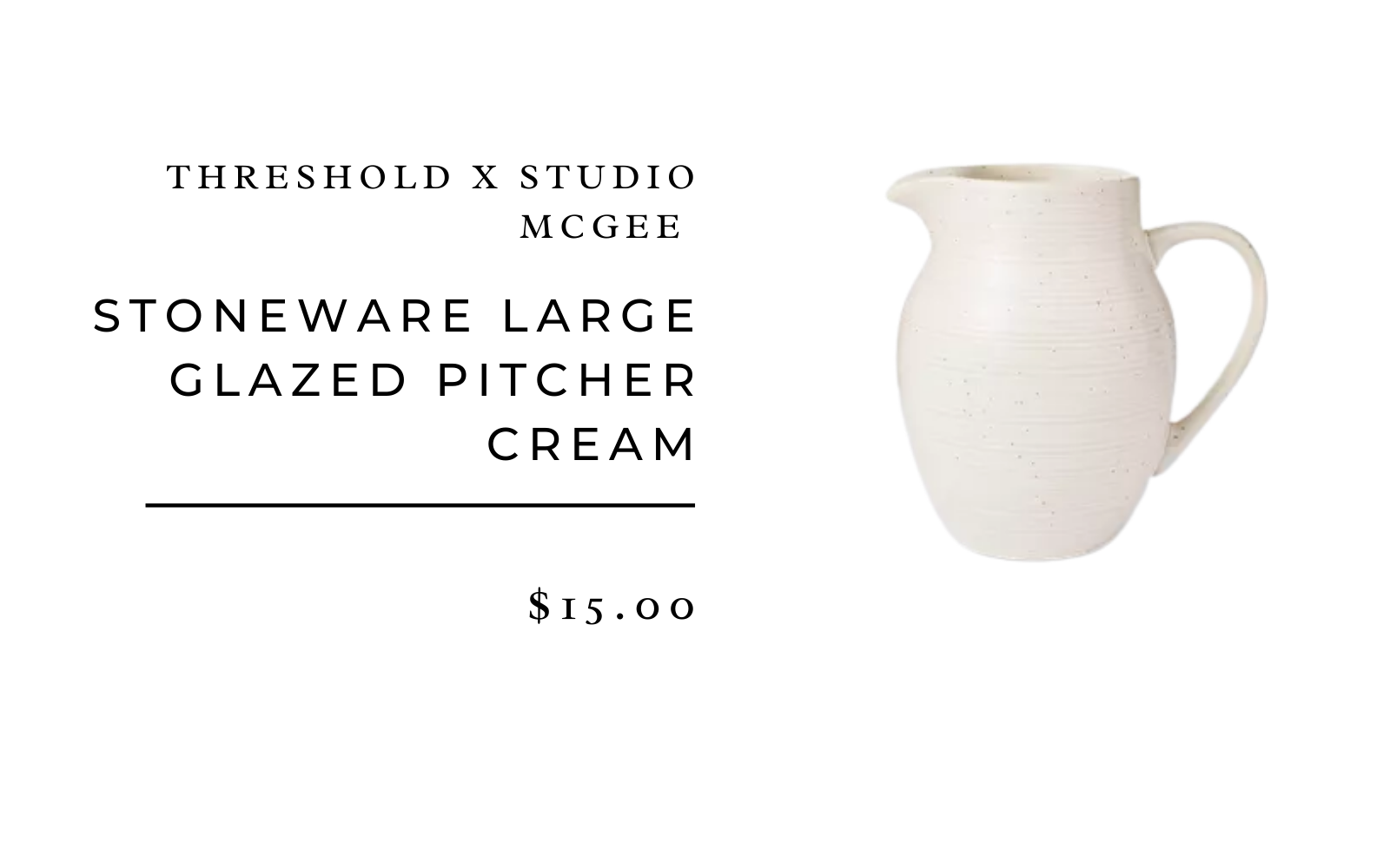 stoneware large glazed pitcher cream-simple place setting ideas