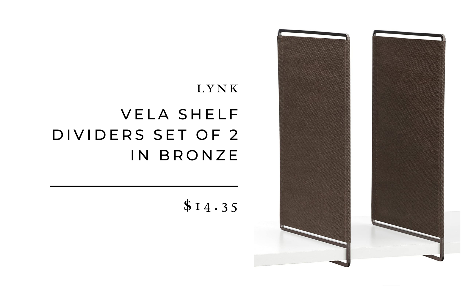 Lynk Vela Shelf Dividers Set of 2 in Bronze