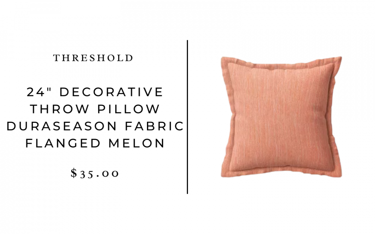 Threshold 24" Decorative Throw Pillow DuraSeason Fabric™ Flanged Melon