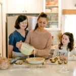 Camille and her mom and daughter Phoebe - How to make fall pies for Thanksgiving - pie baking party