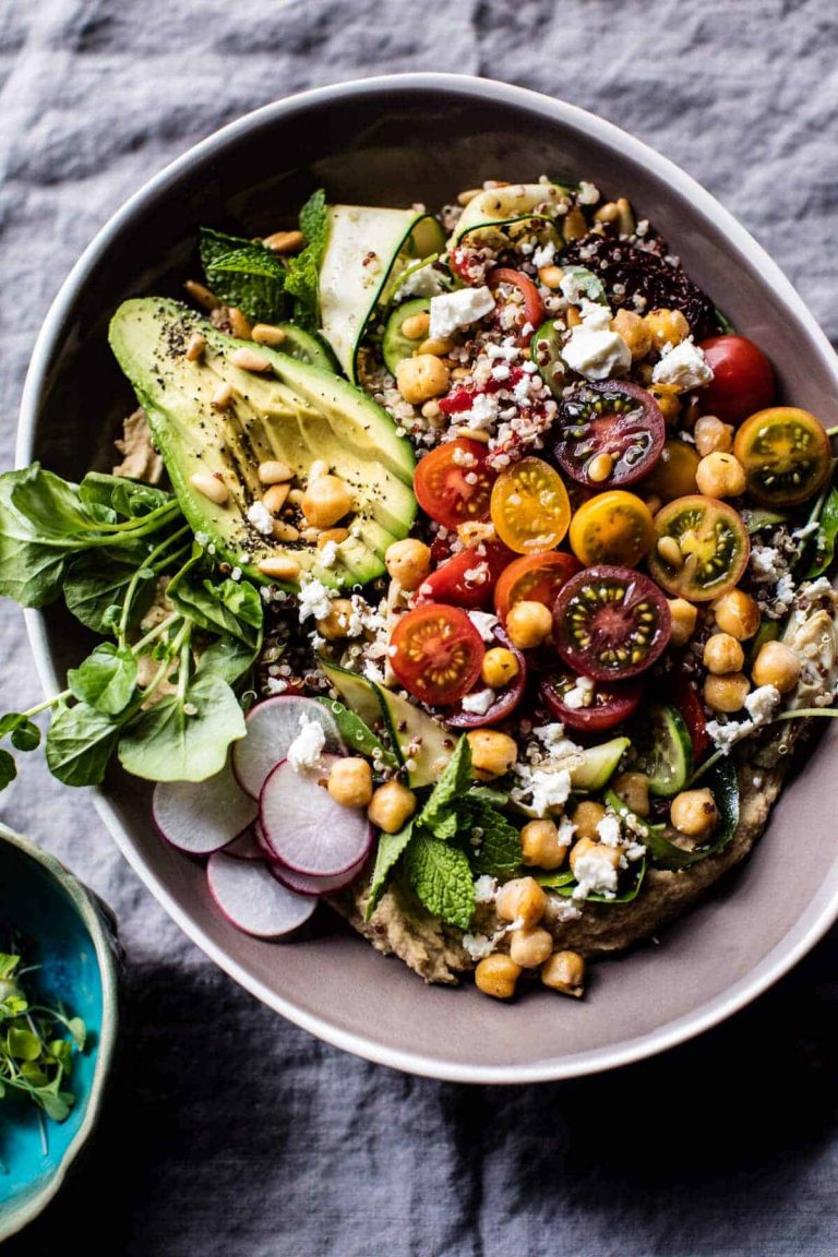harvested quinoa Greek salad loaded half-baked harvest