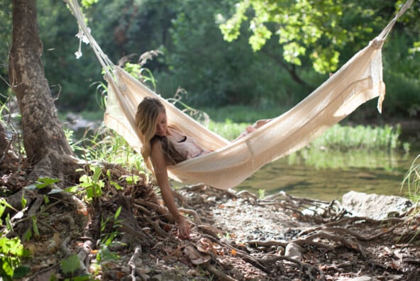 claire zinnecker in hammock by lake, summer getaway, best fiction books