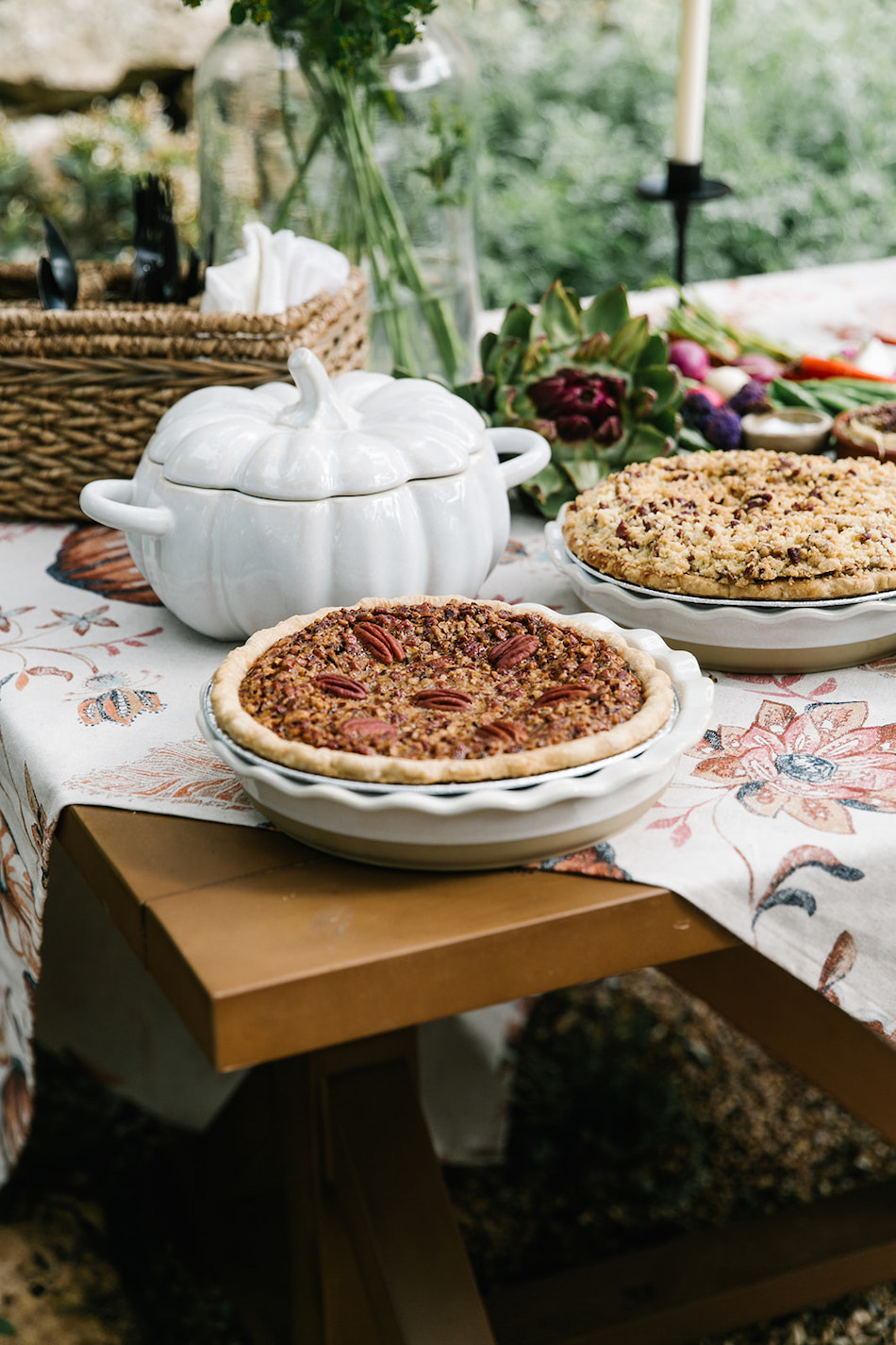 Fall pie on autumn buffet - backyard game night with target