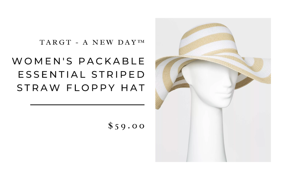 Women's Packable Essential Striped Straw Floppy Hat - A New Day™ 