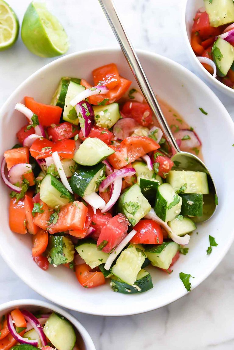 crunchy asian watermelon cucumber salad from foodie crush