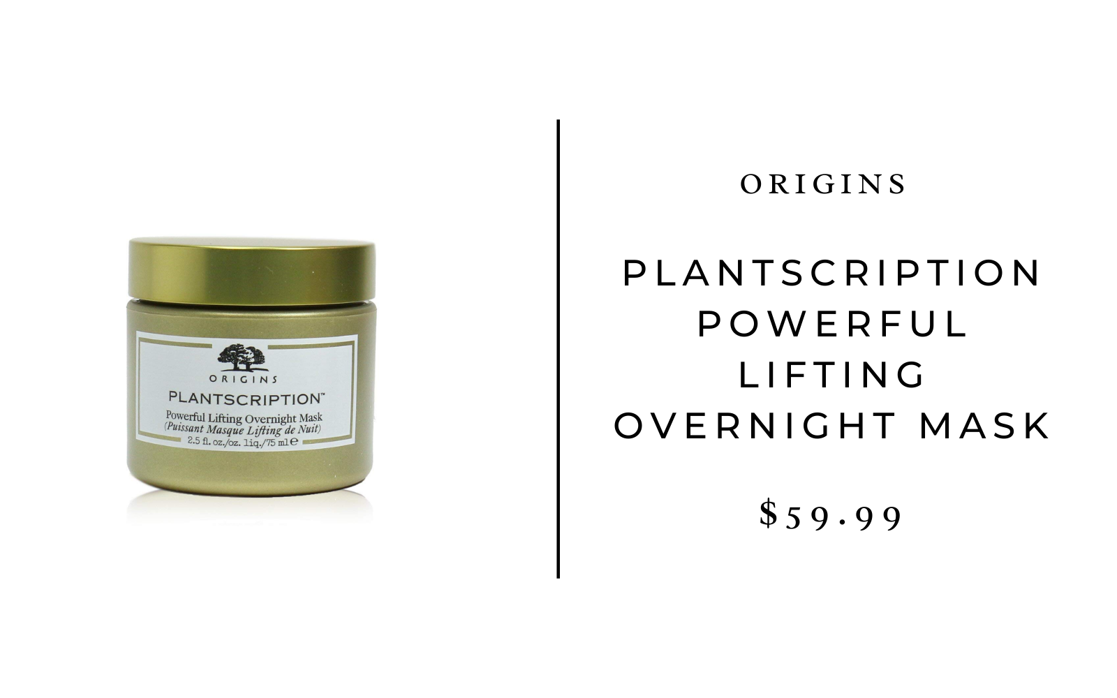 Origins Plantscription Powerful Lifting Overnight Mask, 2.5 Oz