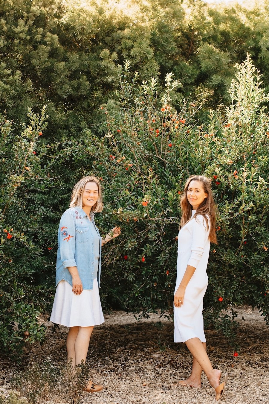 Alison Hersel and Camille Styles, friends, farmer at Plumcot Farm, Malibu