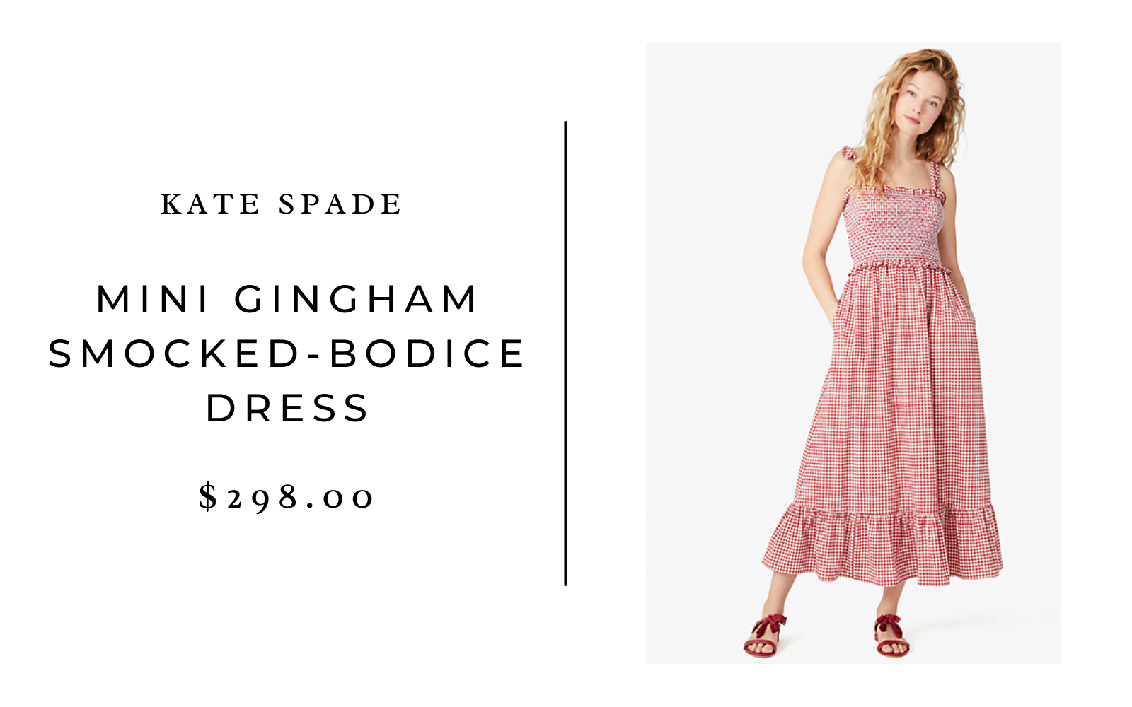 Kate Spade Mini Gingham Smocked Bodice Dress