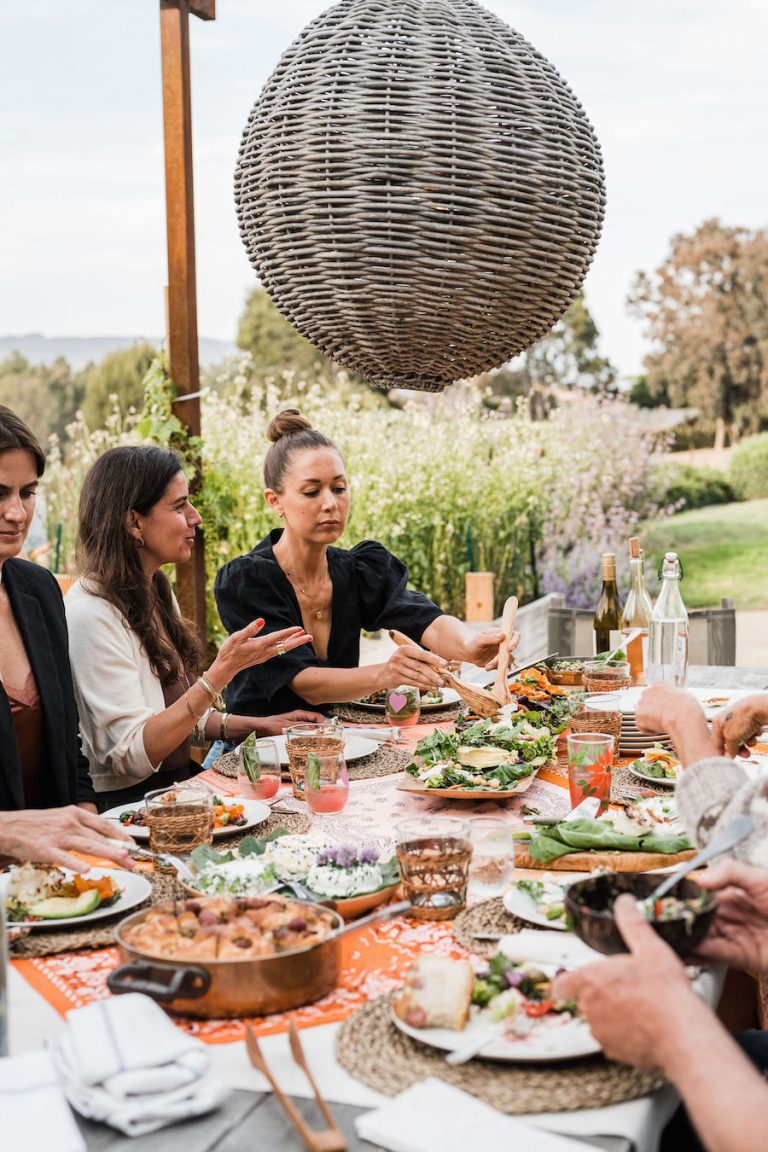 grilled fish with olives from malibu farm sunrise to sunset - summer dinner party, fresh veggies, helene henderson -malibu farm - camille styles