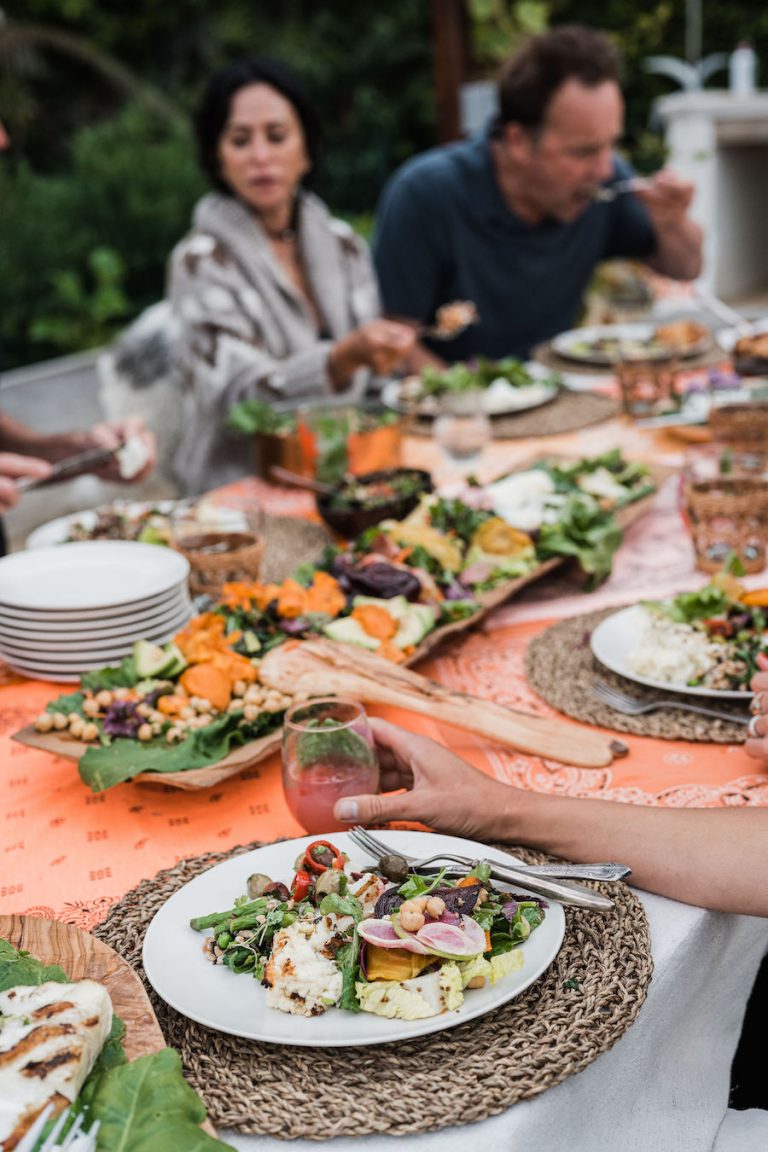 rainbow salad, summer dinner party, fresh veggies, helene henderson -malibu farm