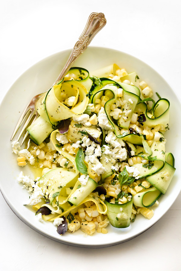 raw zucchini and corn salad - crushing foodie