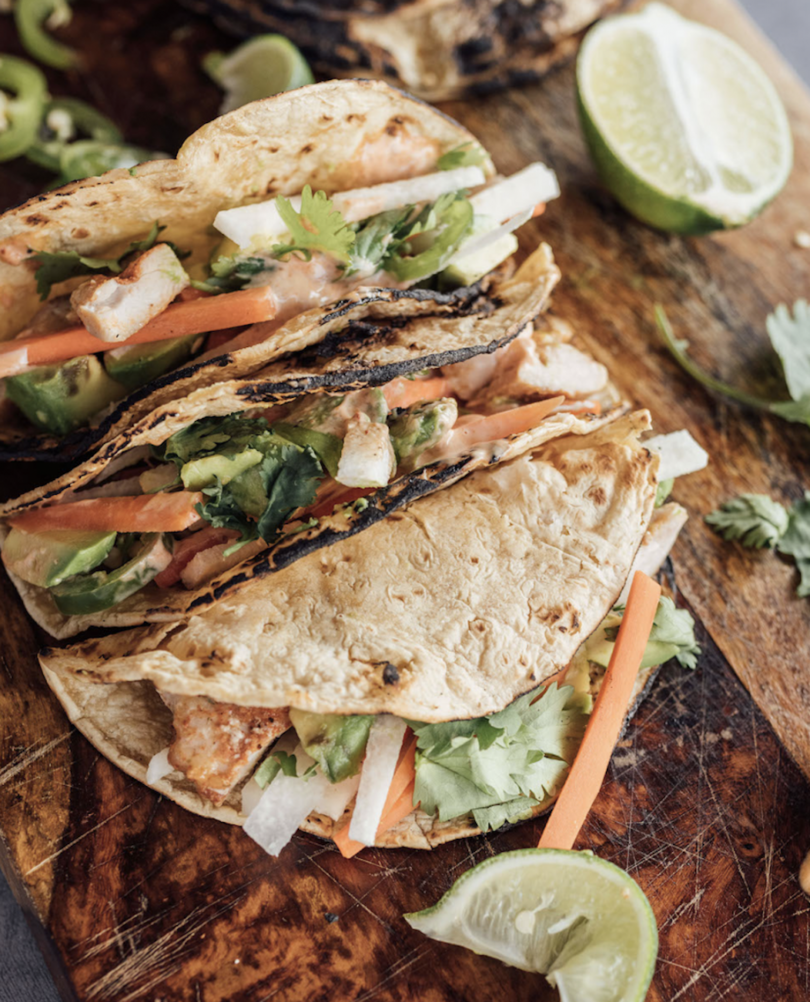 lime-y chicken tacos