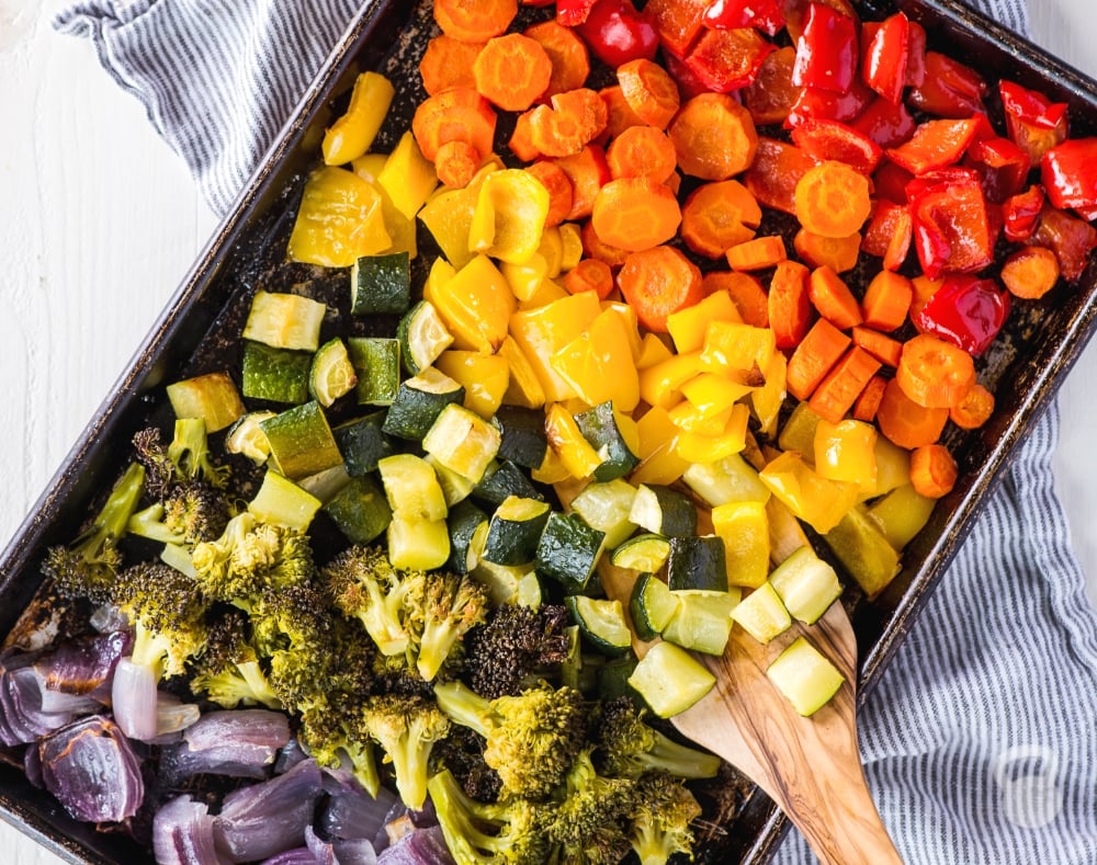 rainbow roasted veggies from coconuts and kettlebells