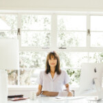 catt sadler's morning routine, desk, home office, workspace, journaling, computer