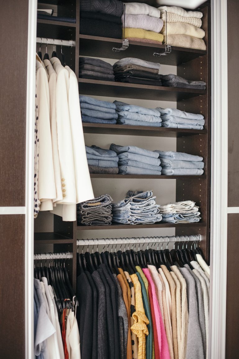 catt sadler's morning routine, organized closet, jeans, denim