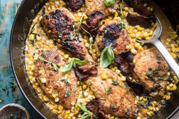 Half Baked Harvest Garlic Butter Creamed Corn Chicken