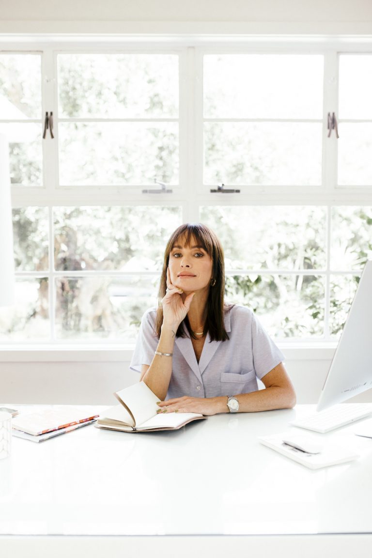 catt sadler working at desk monthly routine