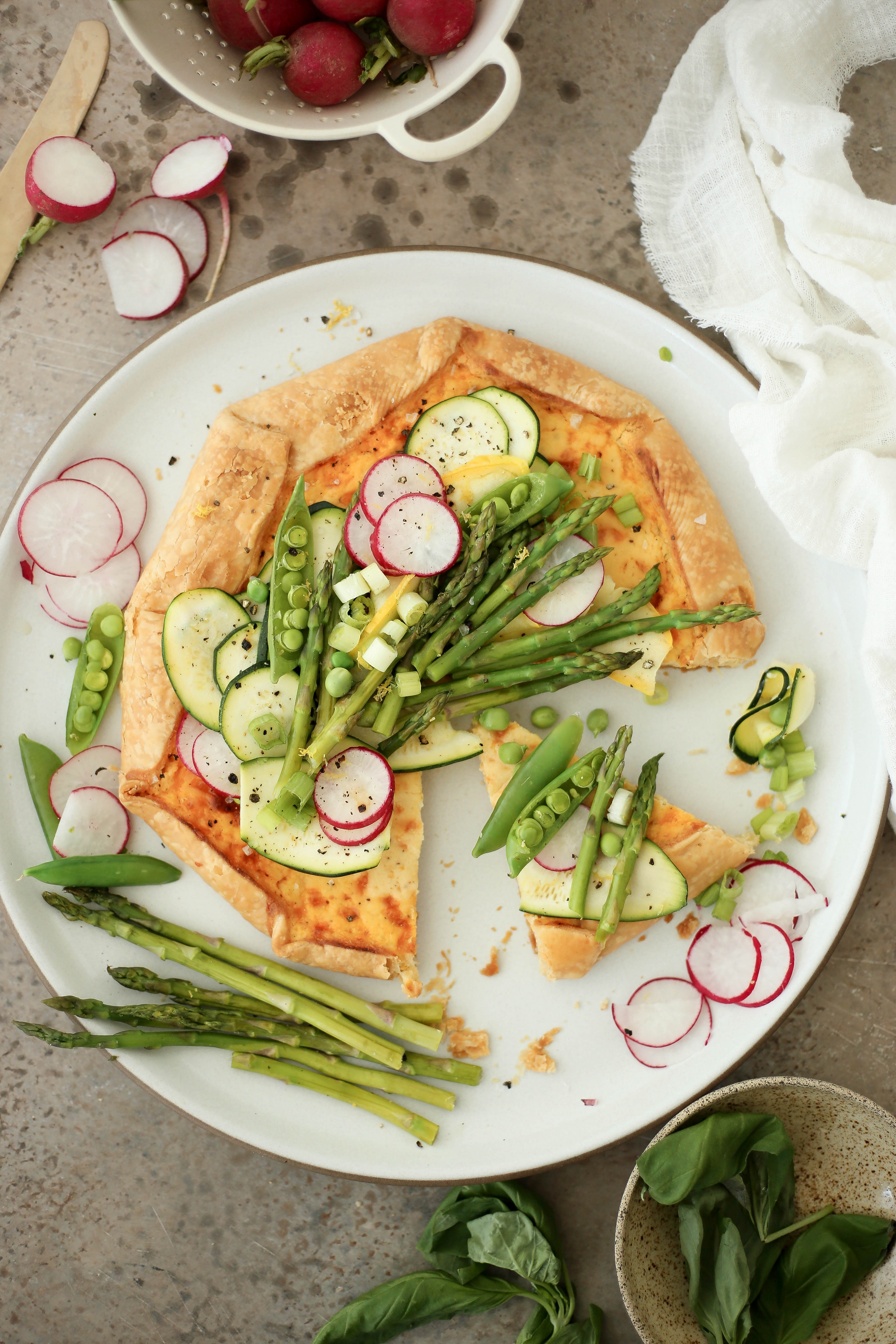 ricotta and cheddar summer vegetable tart