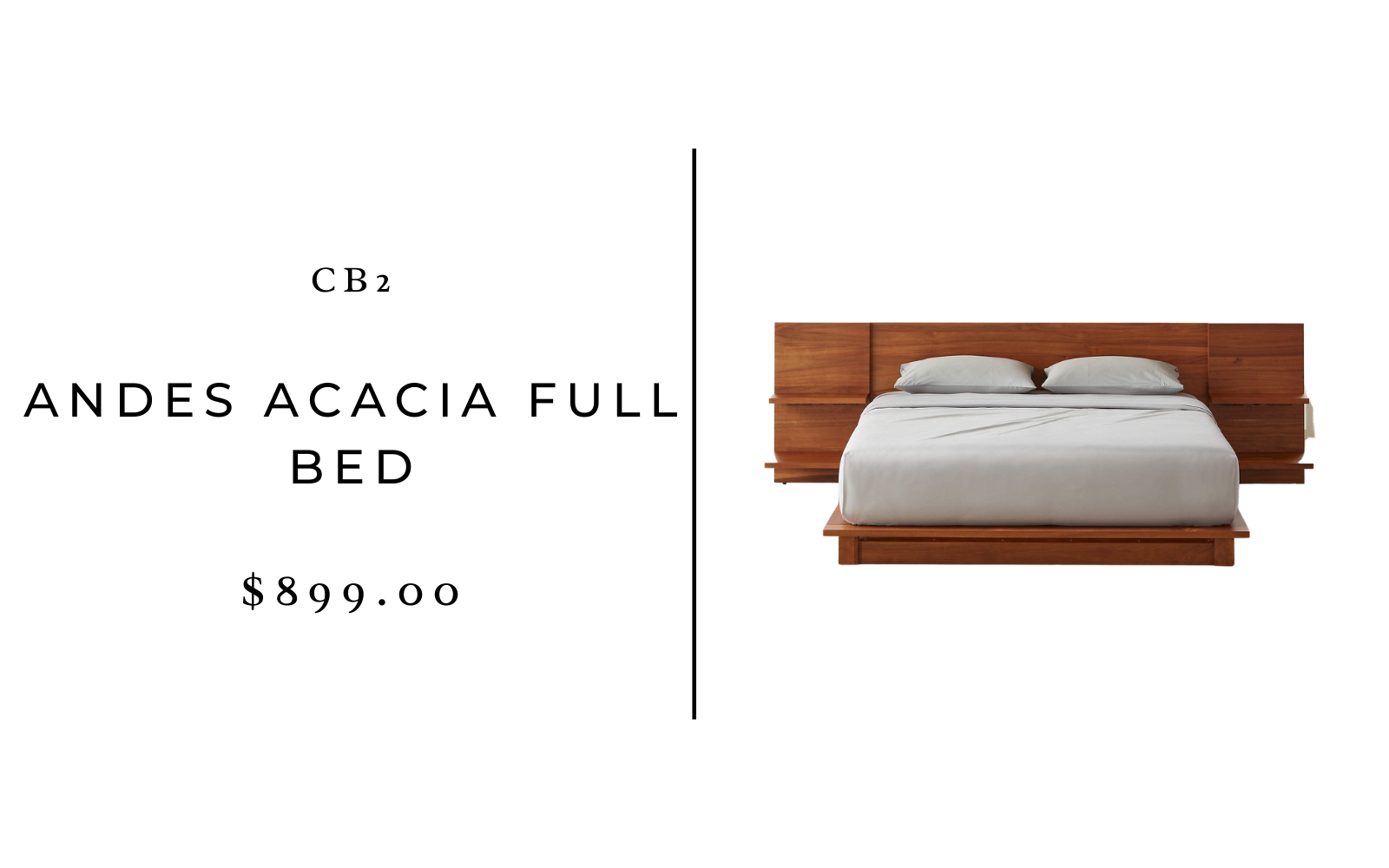 cb2 acacia full bed