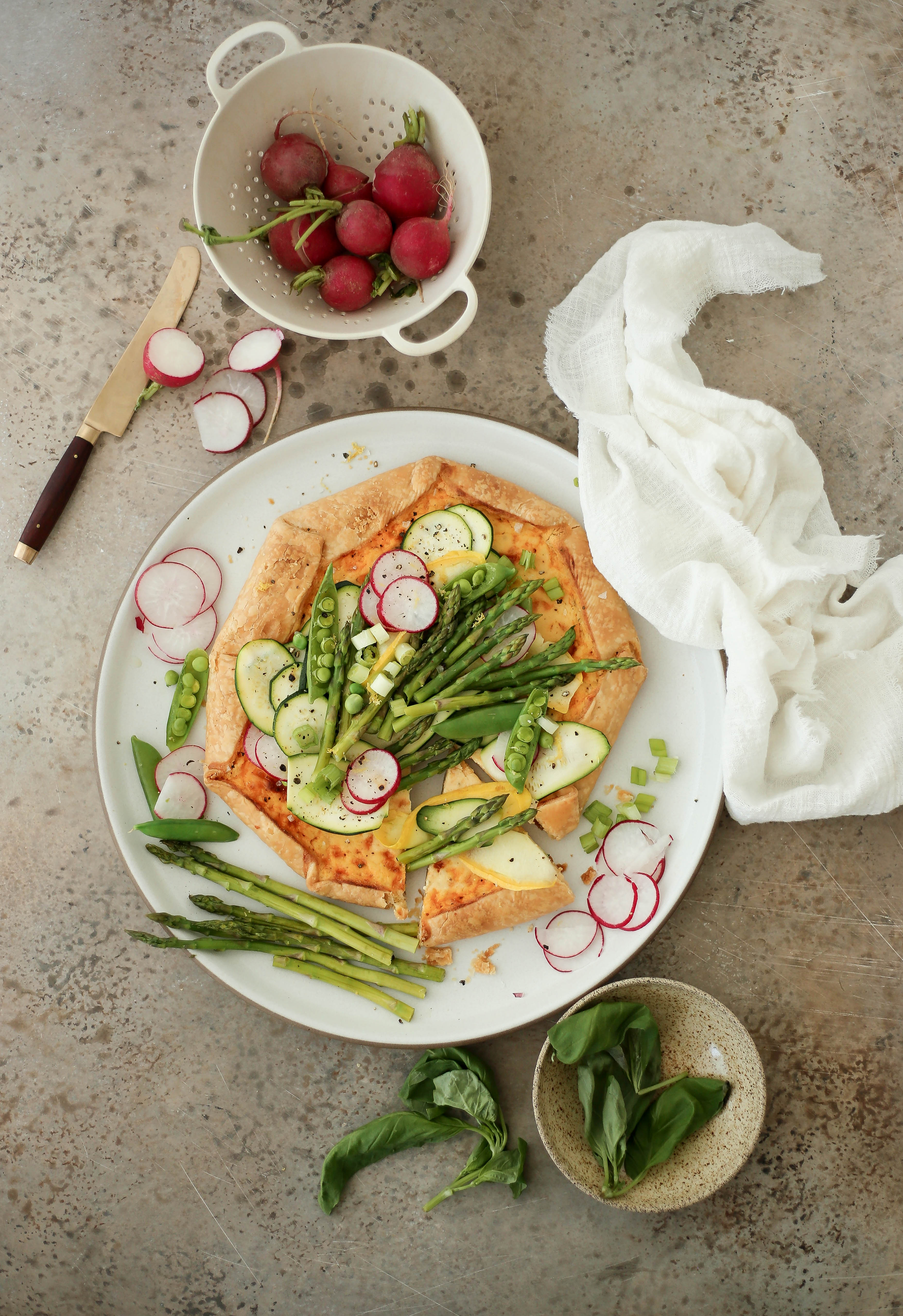 ricotta and cheddar summer vegetable tart