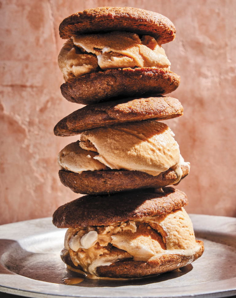 spicy molasses cookies with malt ice cream_make ahead desserts 