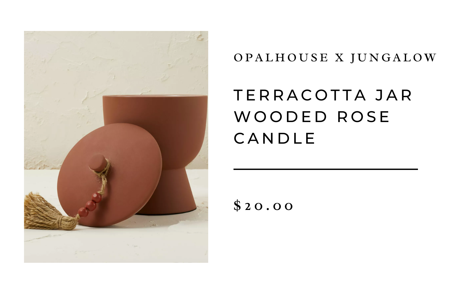 Opalhouse™ designed with Jungalow™ 17oz Lidded Terracotta Jar 3-Wick Pink Wooded Rose Candle 