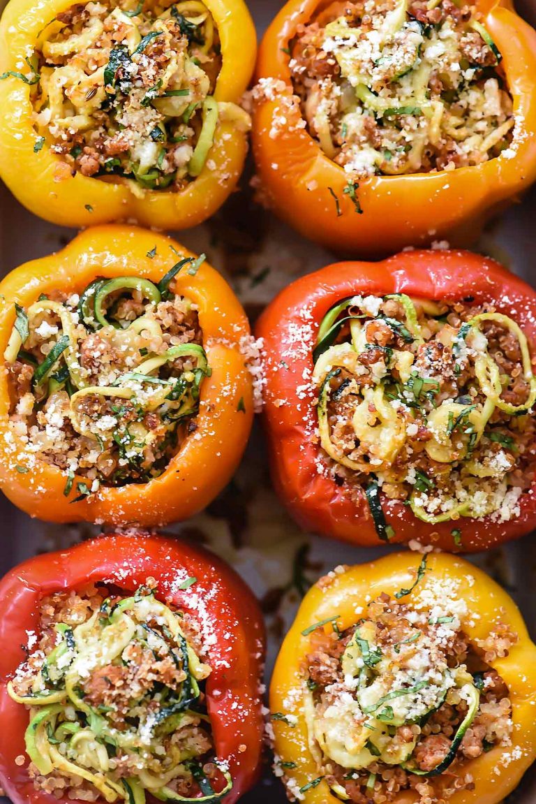 zucchini quinoa stuffed bell peppers