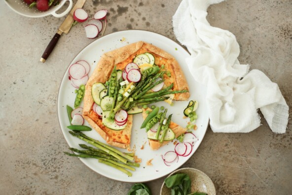 ricotta and cheddar summer vegetable tart