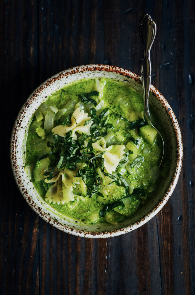 Green Pesto Vegetable Soup from Well and Full