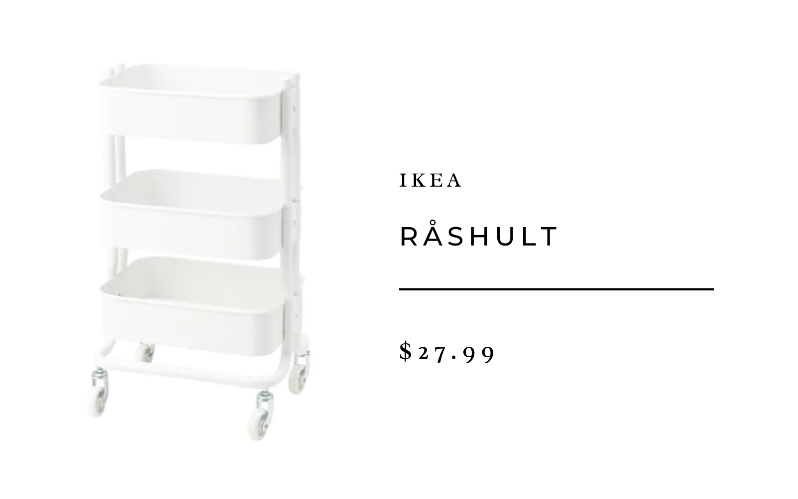 IKEA RÅSHULT Utility cart, white15x11x25 5/8 "
