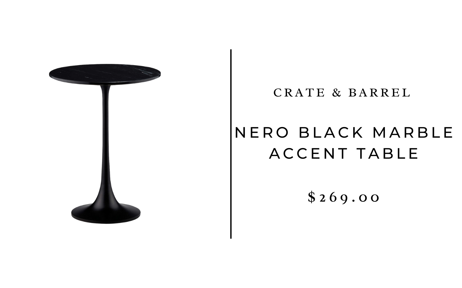 crate and barrel nero black marble accent table