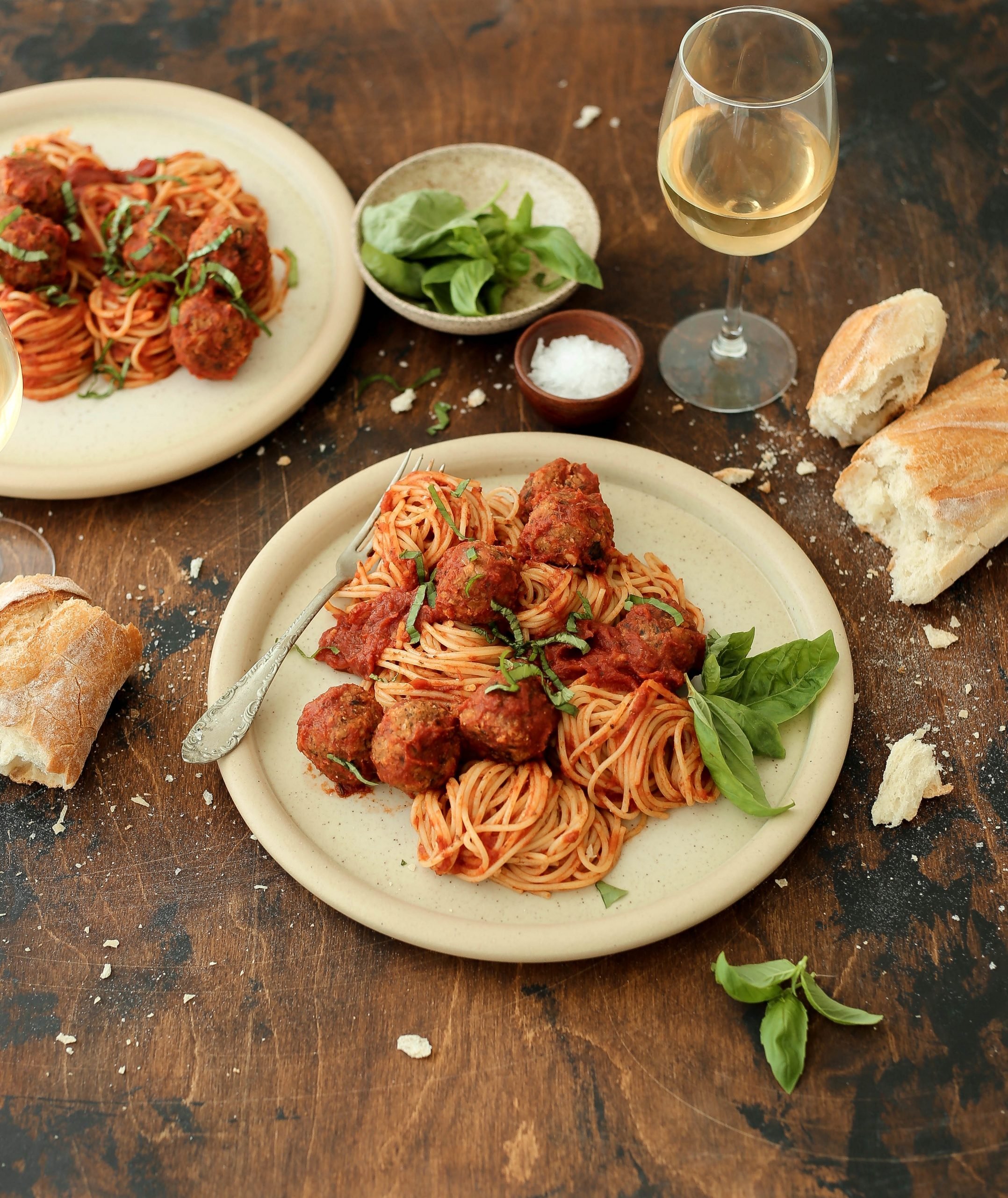 easy mushroom and white bean vegan meatballs for your weeknight spaghetti