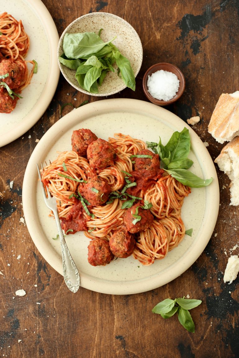 easy mushroom and white bean vegan meatballs for your weeknight spaghetti