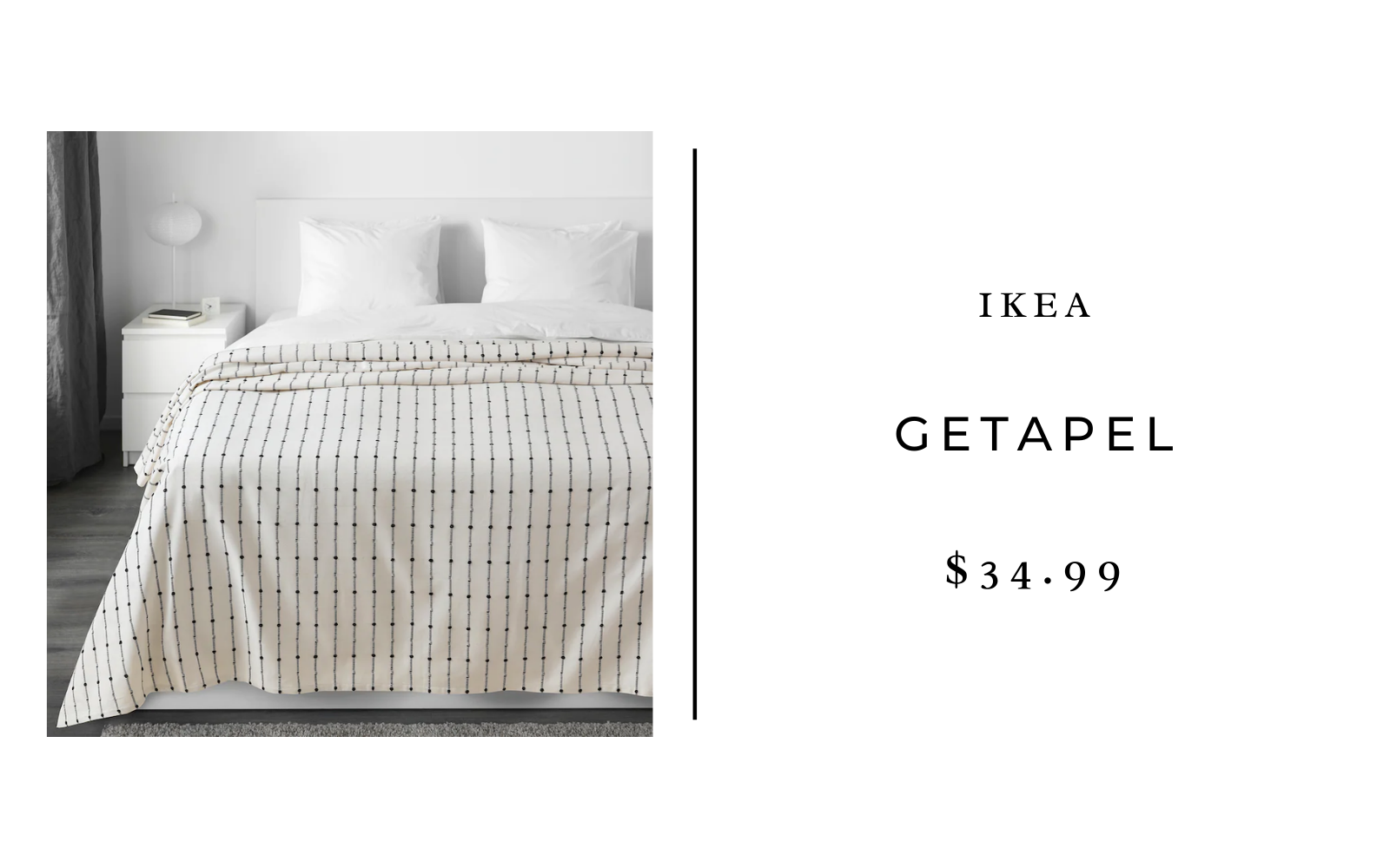 IKEA GETAPEL Bedspread, off-white gray/lineQueen/King