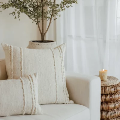 Artisan Stripe Wool Pillow - Ivory