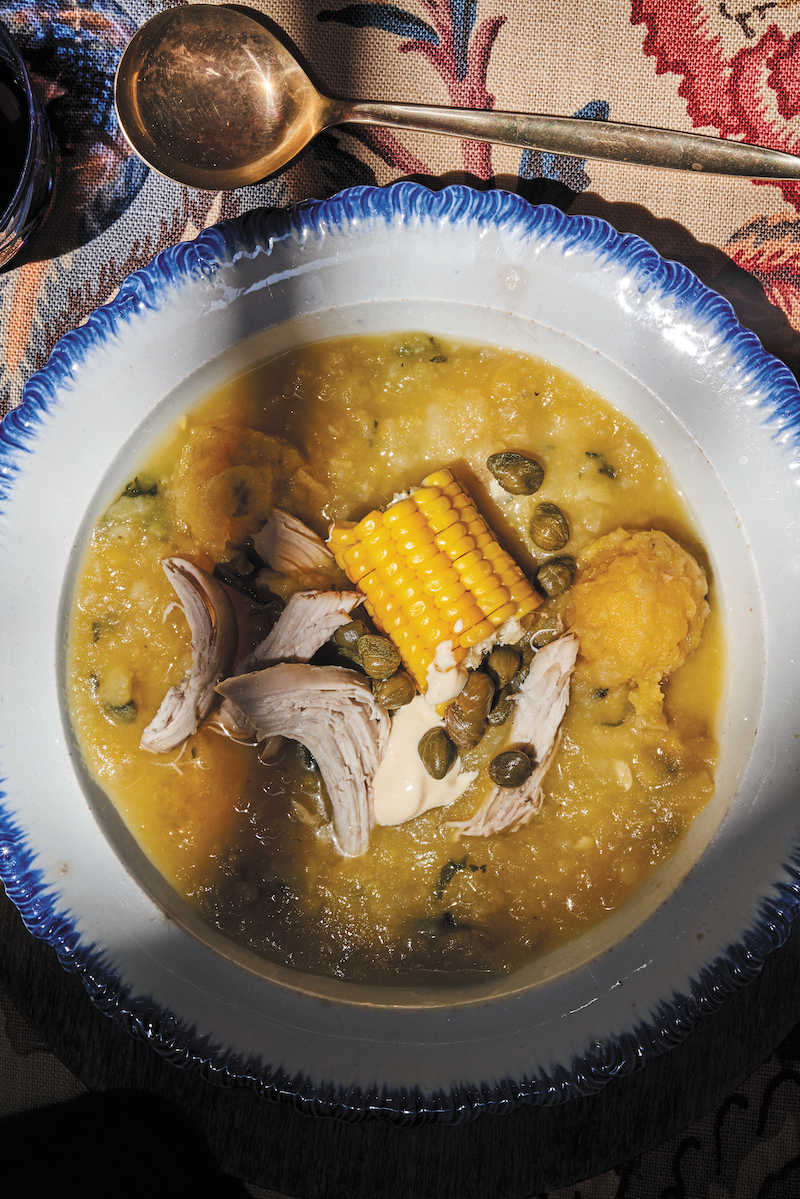 Ajiaco Soup Recipe With Potato Corn Chicken And Capers