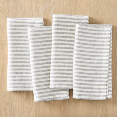 European Striped Linen 20x20 Napkin Sets