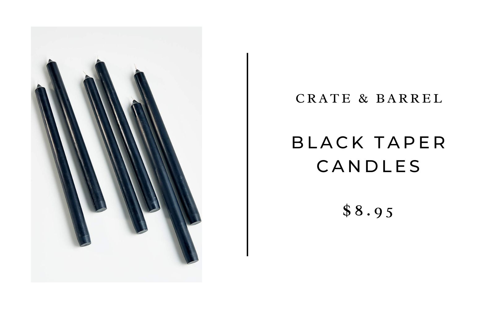 crate and barrel black taper candles