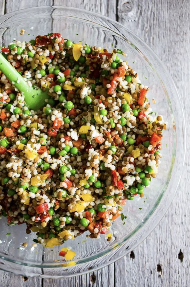 Lent couscous goat cheese salad with nutmeg from kindergarten