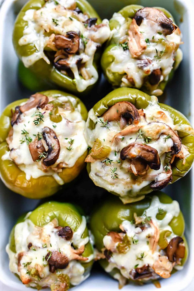 chicken and mushroom stuffed bell peppers