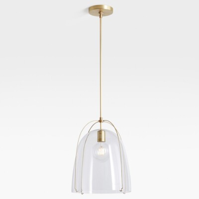 Haleigh 12" Bell Dome Pendant, Glass Shade